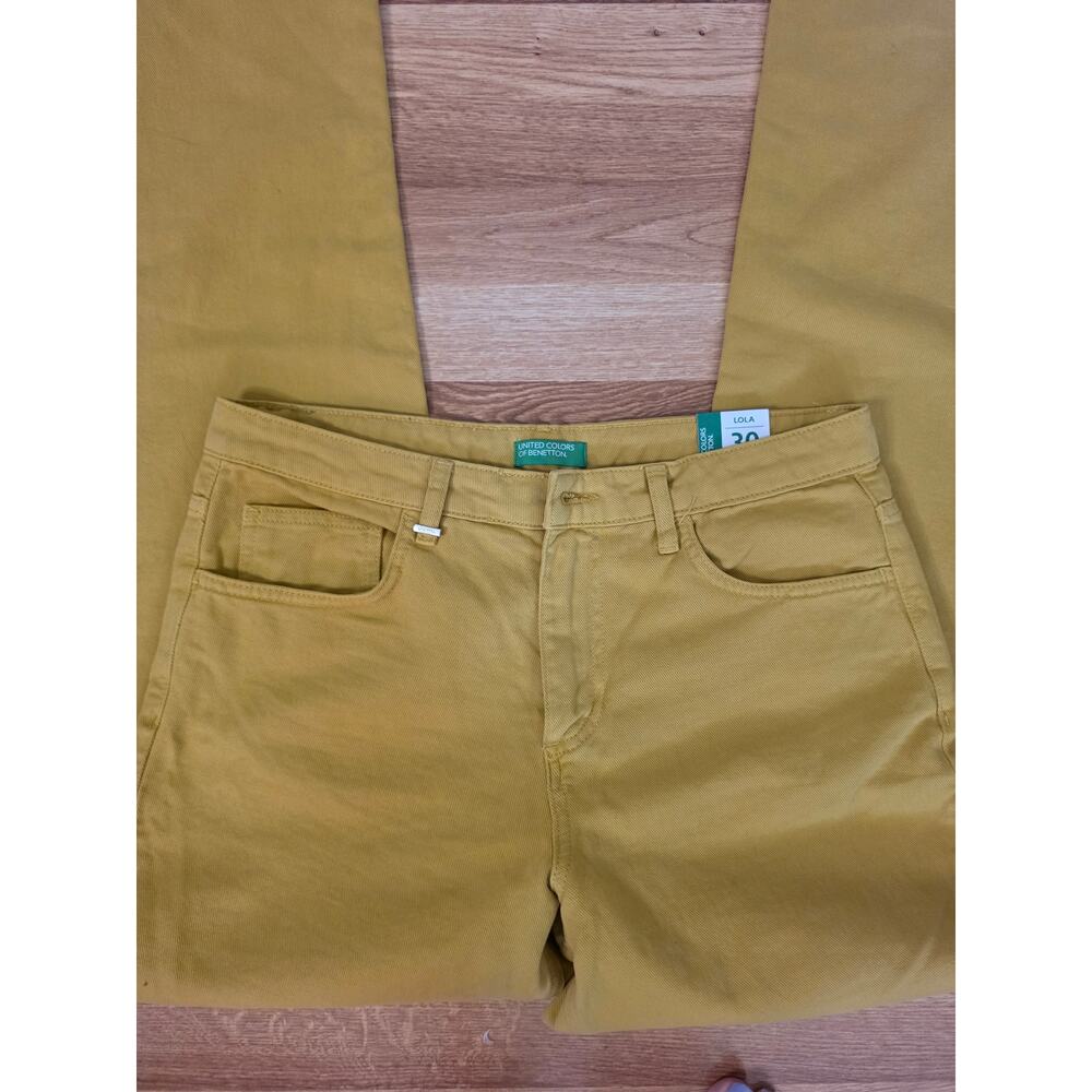 United Colors of Benetton Lola Regular Mustard Yellow Jeans Size 32x30 NWT - Picture 3 of 6